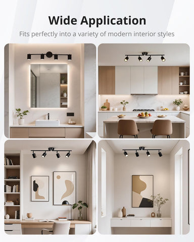 Light fixture application in various modern interior settings