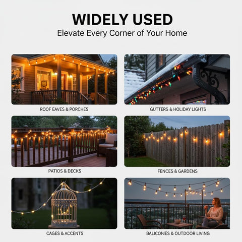60Pack Outdoor String Light Clips & Screw Hooks – Weatherproof Garden & Patio Light Clips – Keep Your Lights Secure When the British Weather Turns