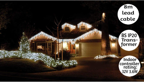 960 LED Icicle Outdoor Christmas Lights – 31.75m Cool White LED Christmas String Lights with 8 Lighting Functions for Indoor & Outdoor Festive Decoration - Turn Empty Edges Into a Winter Glow