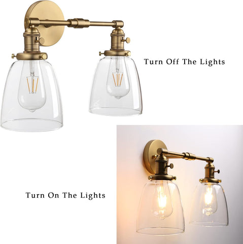 Phansthy 2-Light Industrial Wall Sconce with Oval Glass Shade