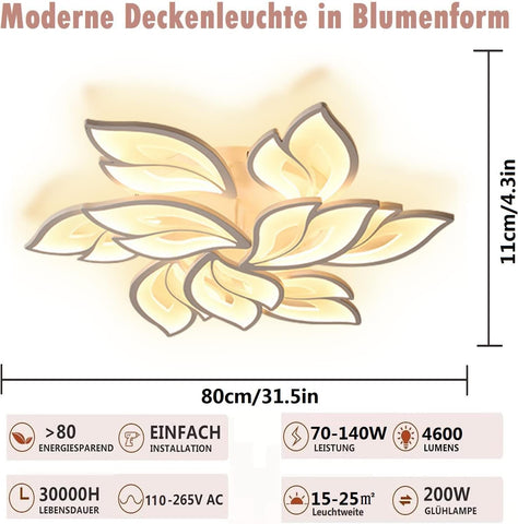 LED Ceiling Light 70–140W Dimmable Modern Lamp with Remote & App Control, Colour Changing Energy-Saving Lighting for Living Room/Bedroom