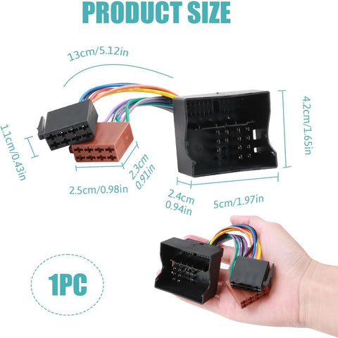 Car Stereo ISO Radio Wire Connector 16 Pin Wiring Harness Adapter Compatible with VW Jetta Passat Ford BMW Mini Cooper R50 Skoda Octavia Opel Corsa Cable Plug for CD Player System