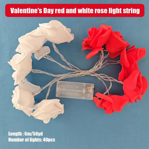 Rose Flower Fairy String Lights 6M with 40 LEDs, Battery Operated Decorative Lights for Romantic Indoor and Outdoor Décor