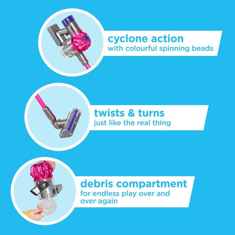 Casdon Dyson Cordless Toy Vacuum Cleaner for Kids – Realistic Role Play, Interactive Official Dyson Design, Pink, Ages 3+