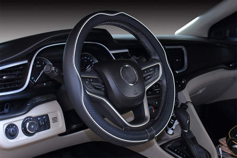 Microfiber Leather Car Steering Wheel Cover 15 Inch Anti-Slip