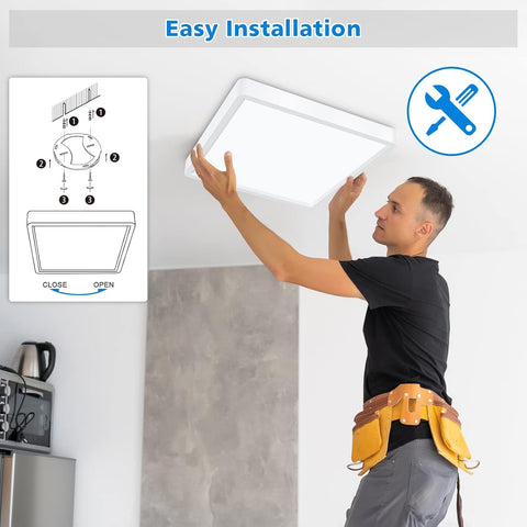 24W LED Ceiling Light – 6000K Daylight White, IP54 Waterproof, Ultra-Slim Flush Mount