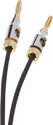 Banana Plug 16AWG Speaker Cable Wire, CL2 Rated with Gold-Plated Banana Tip Plugs (4mm), 99.9% Oxygen-Free, 0.9 m, Black