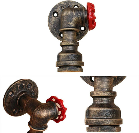 Industrial Wall Lights, Steampunk Wall Lamps, Vintage Water Pipe Wall Light, Retro Valve Tap Lighting Fixture, Single Loft Rustic Wall-Mounted Sconces for Bedroom Bar Pub Farmhouse Café Hotel