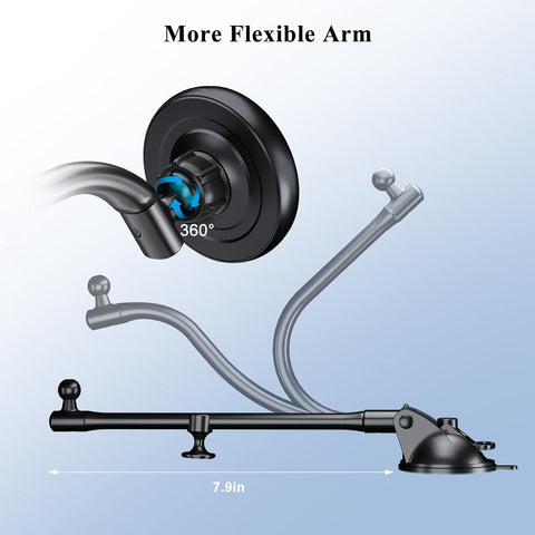 MagJIEYX MagSafe Car Mount Wireless Charger with Gooseneck Arm and 18W Adapter