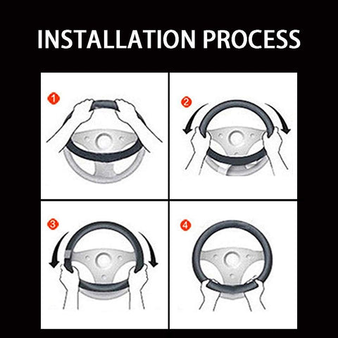 Leather Car Steering Wheel Cover – Universal 15 Inch Anti-Slip Breathable Protector