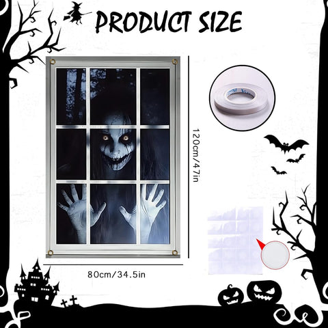 Scary Halloween Window Decorations – Gothic Horror Curtains for Indoor & Outdoor Halloween Party Décor