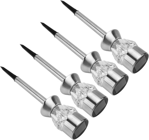 Solar Ground Insert Lamps - 4pcs Diamond Design Garden Lighting for Outdoor Pathway, Lawn, Yard