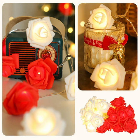 Rose Flower Fairy String Lights 3M, 30 LED Battery Powered Floral Lights for Bedroom, Wedding and Valentine Decoration