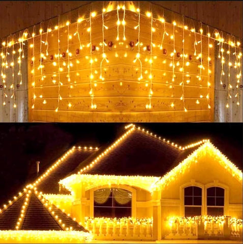 10m 400 LED Icicle Christmas Lights – Warm White Outdoor Fairy String Lights with 8 Modes, Timer & Connectable Design for Roofs, Gutters, Gardens & Parties - Turn Your Home Into a Cosy Christmas Welcome