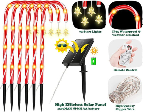 Outdoor Solar Pathway Lighting for Yard Garden,Christmas Crutch Garden Ground Lamp,LED Christmas Decorative Lamp Garden Inserted Lawn Crutch Light 8 Pcs Set