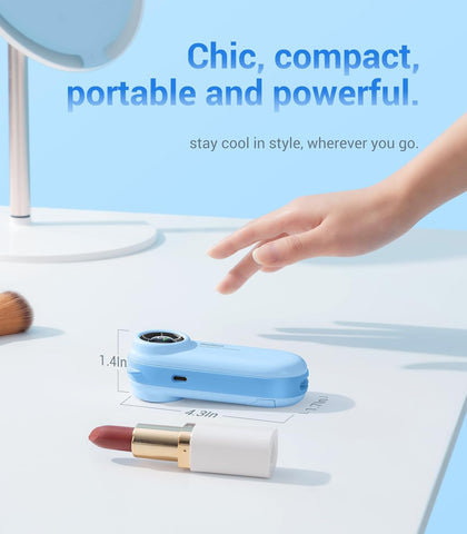 Diveblues Portable Handheld Turbo Fan, 4000mAh Rechargeable Pocket Hand Fan, Up to 16 Hours, Hand Fan with 5 Speeds Powerful Cooling for Travel/Summer/Outdoor/Lash/Purse