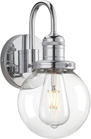 Yosoan Lighting Modern Vintage Industrial Globe Sconce Wall Light Fitting with 5.9” Clear Glass Lampshade, for Office Home Kitchen Living Room Bedroom Loft Bar