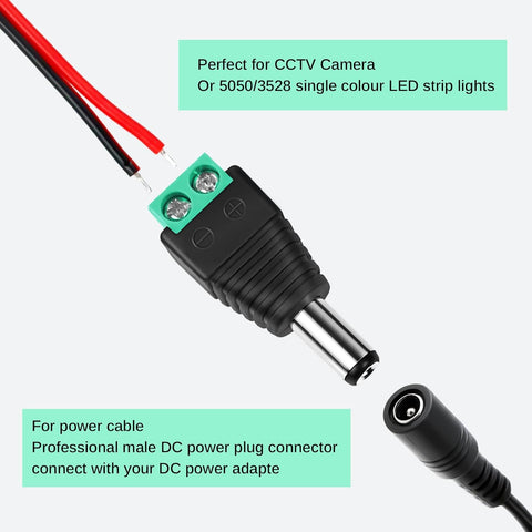 LightingWill 5Pair/10pcs 5.5 X 2.1mm Barrel Power 12V Male and Female DC Jack Power Connector Adapter Plug for CCTV Security Camera LED Strip