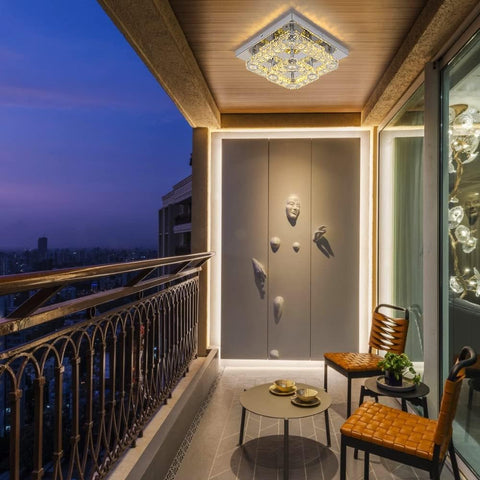 GreeLustr Modern Crystal Chandelier Square K9 LED Ceiling Light Fixture