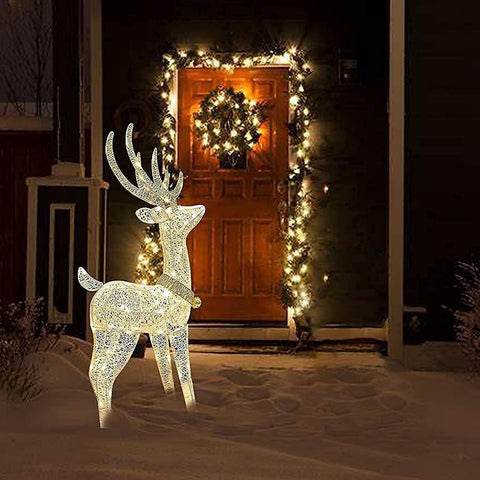 Eambrite 1.2m Light Up Christmas Reindeer Decoration – Warm White LED – Mains Powered