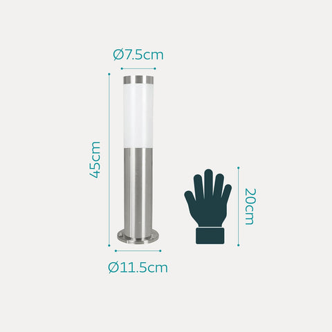 Eglo Helsinki Outdoor Lamp, Stainless Steel Outside Bollard Light, IP65