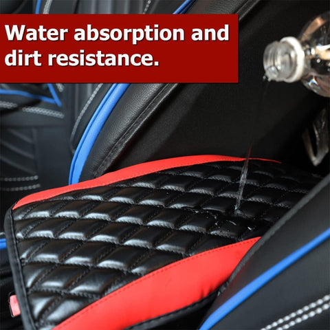 Car Center Console Cushion Pad – PU Leather Armrest Cover Protector Red