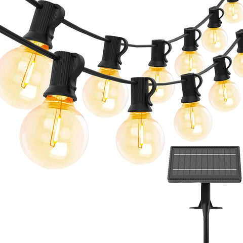 50ft solar festoon string lights with G40 globe bulbs – UK garden lighting.

