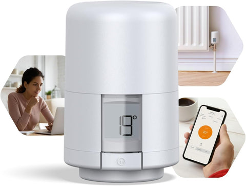 Smart Heating Thermostatic Radiator Valve (TRV) with Smartphone Compatibility, White