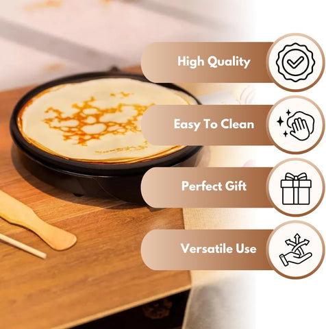 Marco Paul 12" Non-Stick Electric Crepe & Pancake Maker 1000W – Adjustable Temperature