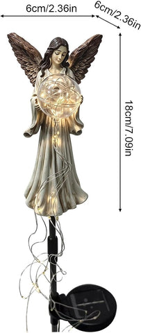 Solar Angel Lights for Cemetery LED Angel Cascading Memorial Stake
