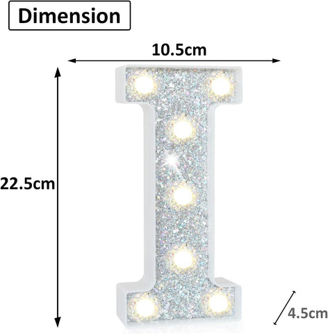 Silver LED Letter Light I Battery Powered Night Light