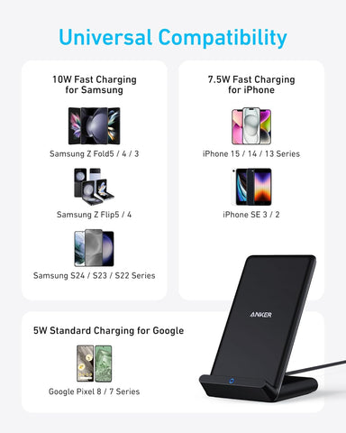 Anker PowerWave Stand Wireless Charger 10W Fast Charging