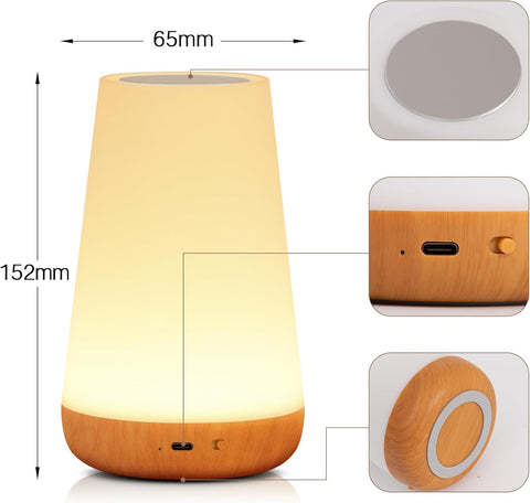 Ledivion LED Touch Bedside Table Lamp – RGB Colour Changing Rechargeable Night Light with Remote Control, 5 Brightness Levels & Timer