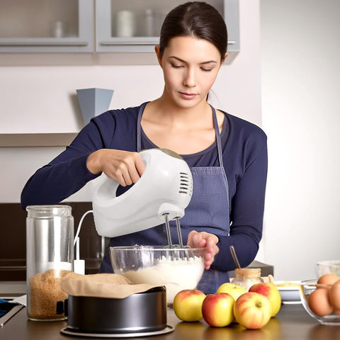 Hand Electric Mixer 180W – 5-Speed Handheld Beater with Turbo, Eject Button & 5 Stainless Steel Attachments for Baking, Cake & Dough