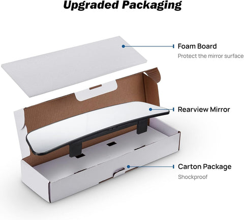 Panoramic Convex Clip-On Rear View Mirror 12 Inch