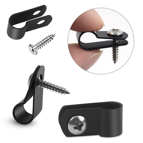 Aroidful 100pcs 1/4inch R Type Nylon Cable Clips for Wire Management