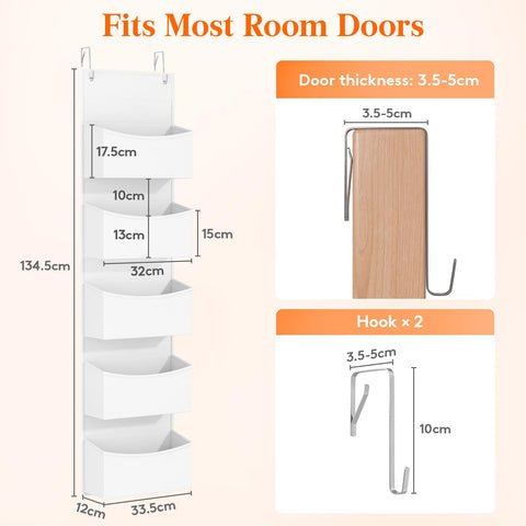 Lifewit Over The Door Storage Organiser – 4-Shelf Hanging Wardrobe Storage, Grey