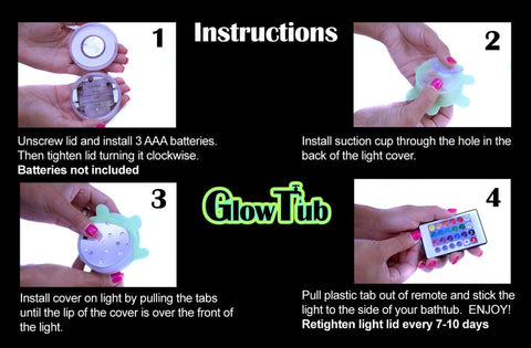 GlowTub V1 LED Bath & Spa Light with Remote Control – Waterproof Colour Changing Underwater Bath Light with 16 Colours, Dimming & Strobe Effect