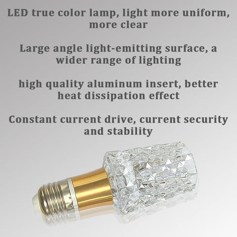 Acrylic Crystal Bulb 5W Edison Screw Light 85-265V, 3000K Warm Light, E27 Base Professional Decorative lamp (1 Count E27-B014) [Energy Class F]