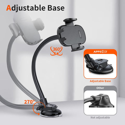 Gooseneck Car Phone Holder with Adjustable Suction Mount