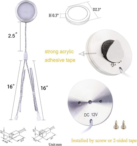 Under Cabinet Kitchen Lights 6 Pack Dimmable LED with Remote 6000K
