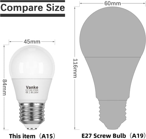 E27 LED Golf Ball Bulb 6W Warm White 2700K 6-Pack