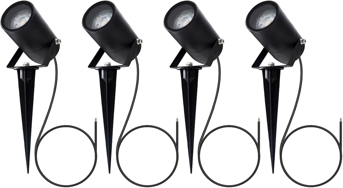 EBION Garden Spike Light 4 Pack,IP65 Garden Spotlights Mains Powered