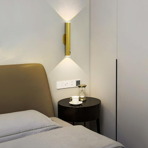 Gold Motion Sensor Rechargeable Wall Lights Set of 2