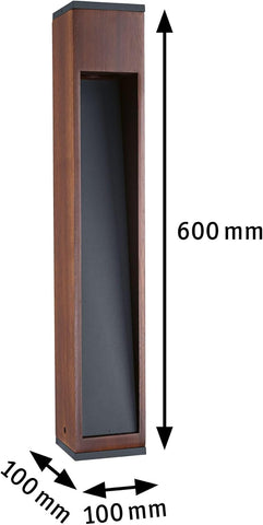 Paulmann 94678 LED outdoor luminaire bollard light Trabia IP44 600mm rectangular incl. 1x3.5 watt outdoor wood 3000K GU10