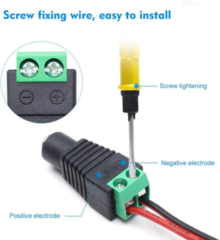 LightingWill 10 Pack 5.5 X 2.1mm Barrel Power 12V Female DC Jack Power Connector Adapter Plug for CCTV Security Camera LED Strip