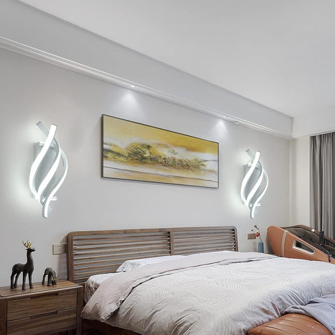 Contemporary LED spiral wall lamp illuminating a stylish living room with soft and modern lighting​

