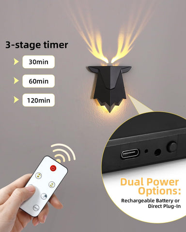 Fuloon Deer Shadow Battery Wall Lamp with Remote
