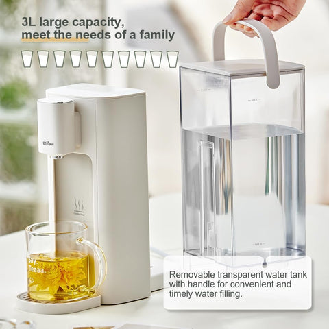 3L Instant Hot Water Dispenser – 6 Temp Settings (45–90°C), 5 Volume Options, Auto Clean, Child Lock, LED Night Light