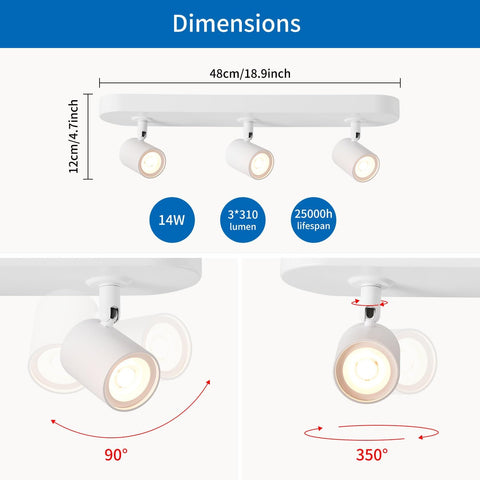 Ceiling light fixture with dimensions and specifications on a white background